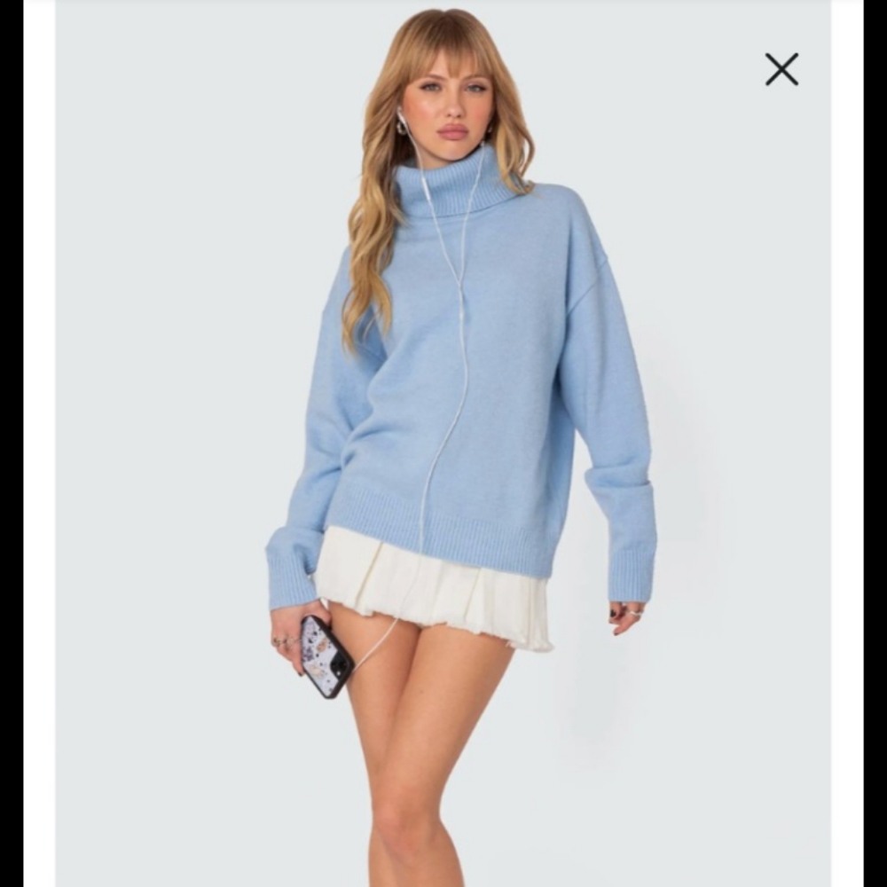 Edikted Light Blue Turtleneck Sweater